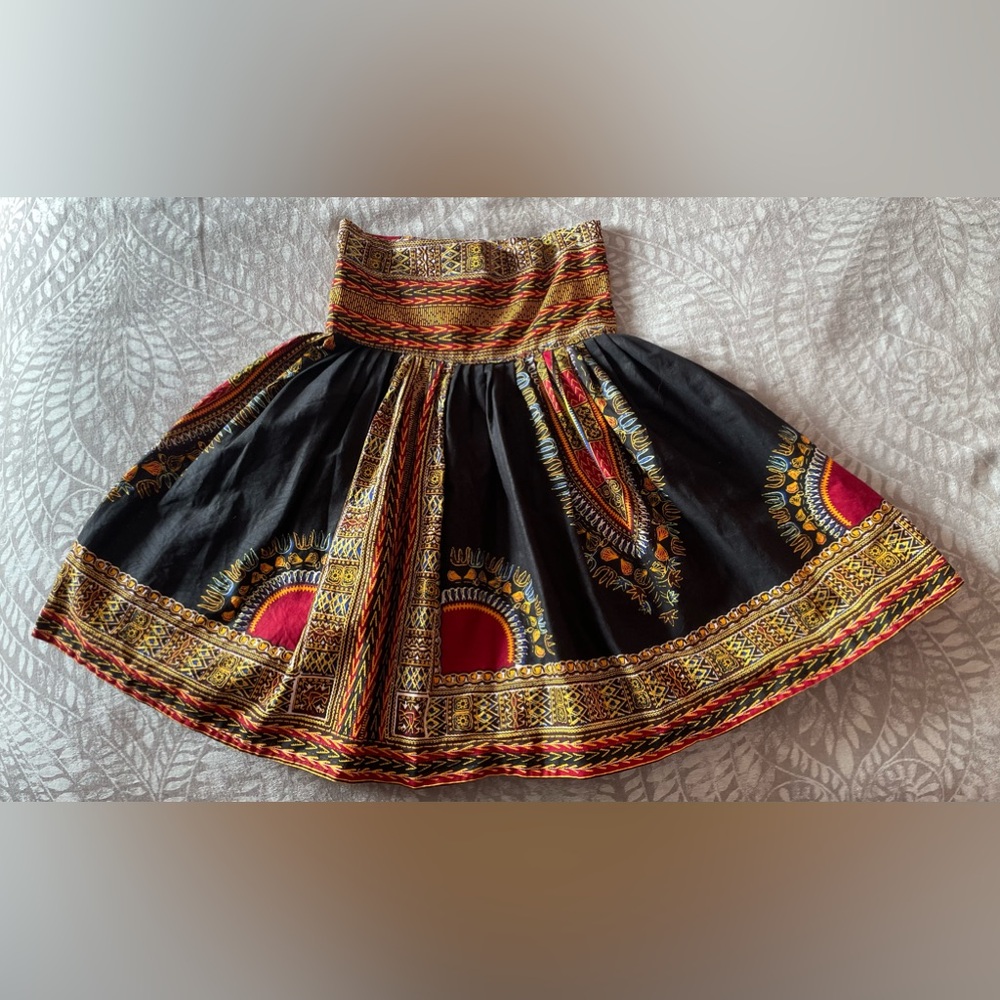 Boho Black and Red Women's Skirt